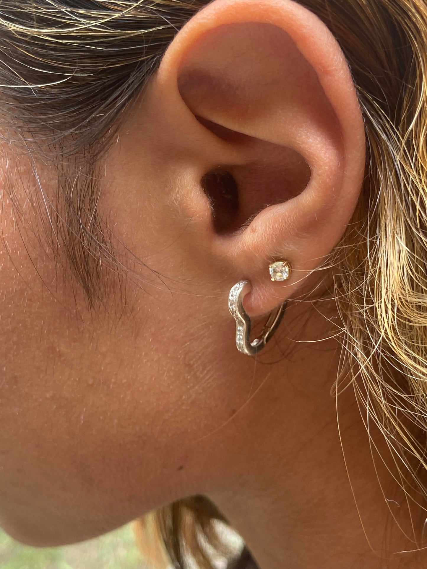 Silver heart hoop earrings